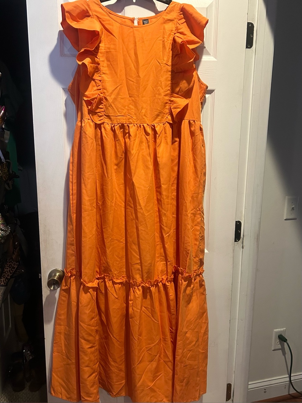 SHEIN Orange Curve Round Neck Maxi Dress